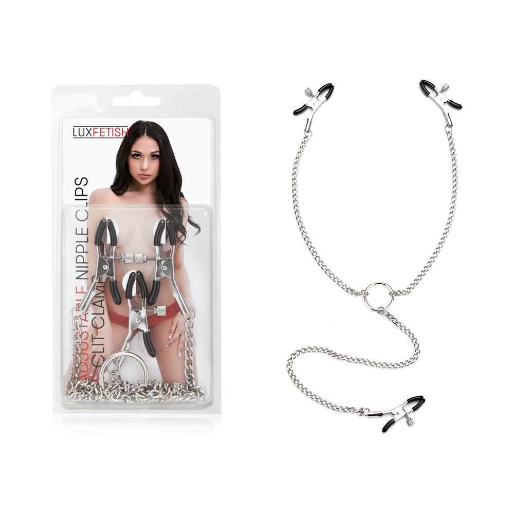 Lux Fetish Adjustable Nipple Clips & Clit Clamp