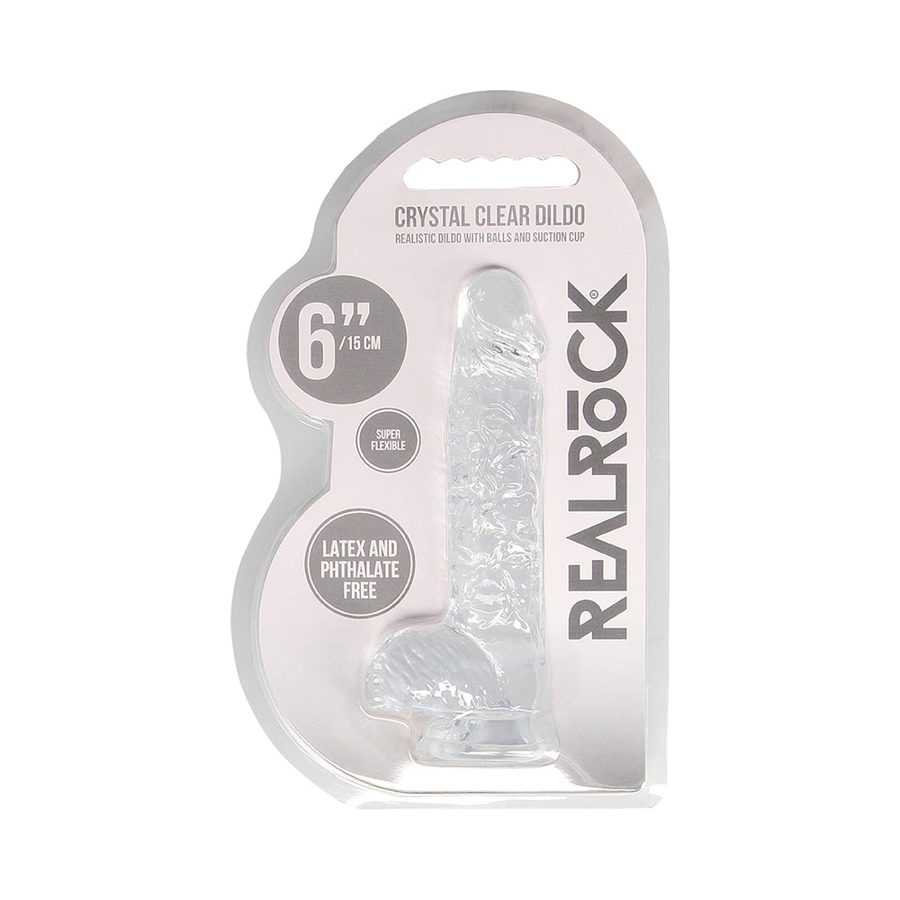 RealRock CC 6in Dildo WBalls&Suction Clr