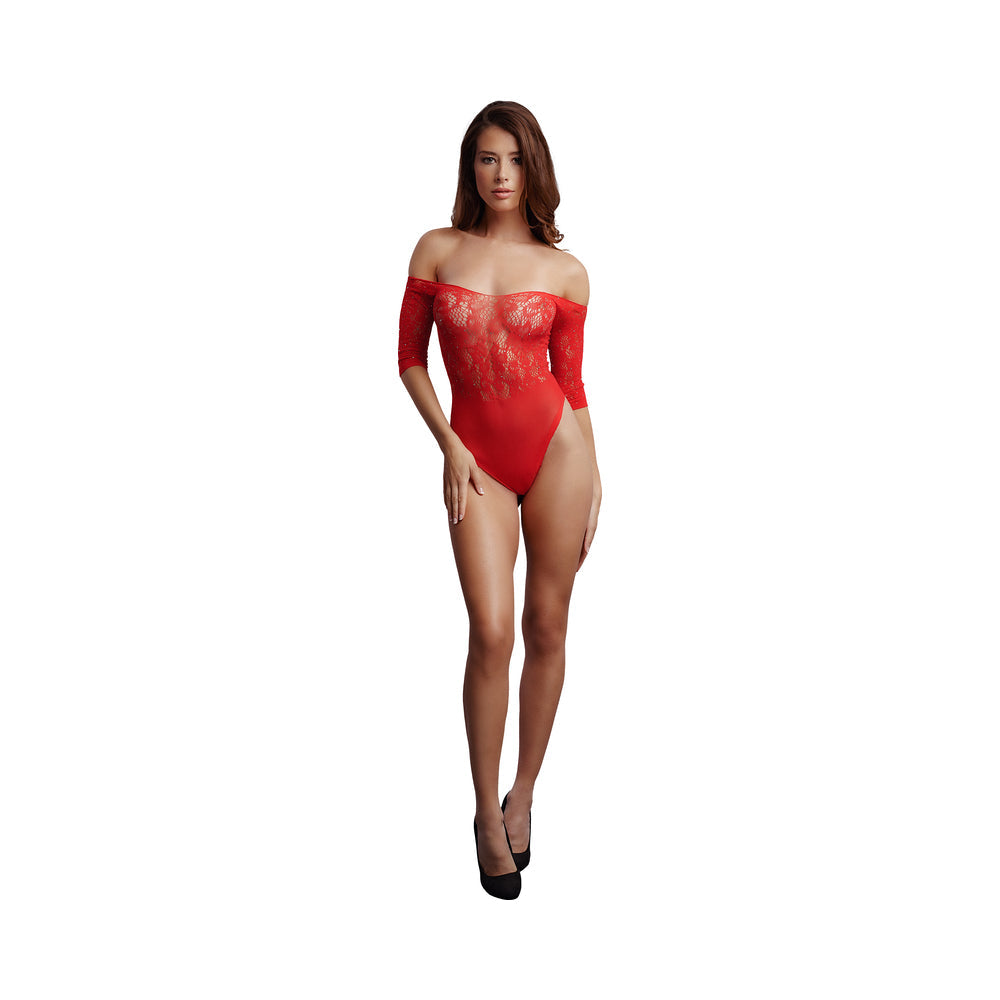 Le Desir CrotchlessRhinestneTeddy Red OS