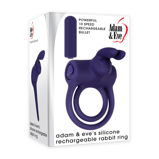 Adam & Eve Rechargeable Silicone Rabbit Cockring Blue