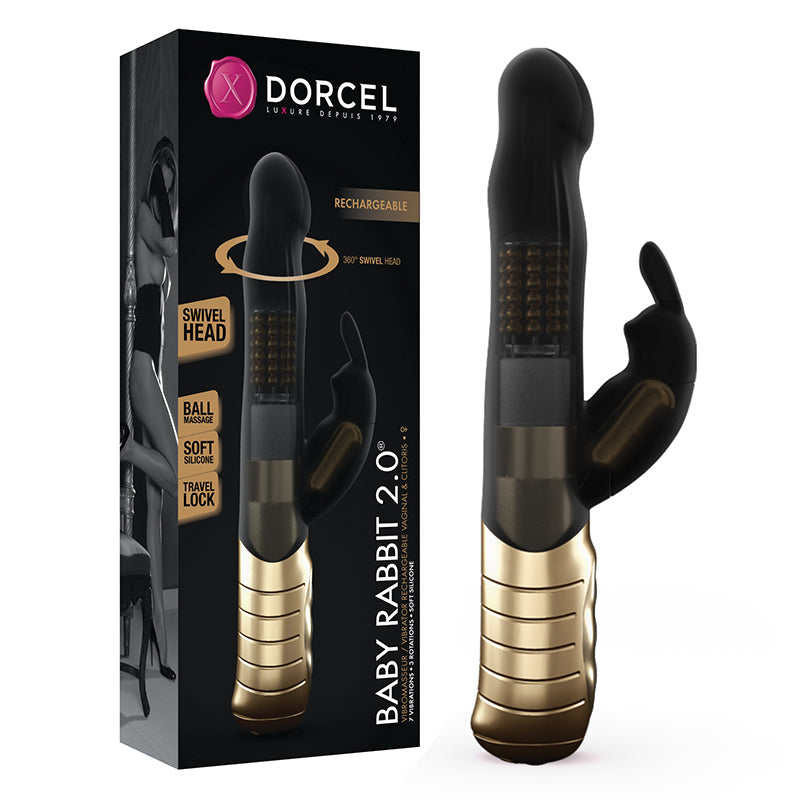 Dorcel Baby Rabbit 2.0 Rechargeable Silicone Rabbit Vibrator Black/Gold