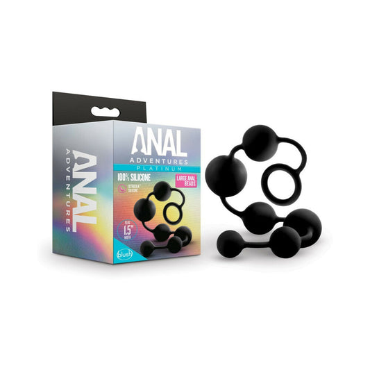 Blush Anal Adventures Platinum Silicone Large Anal Beads Black