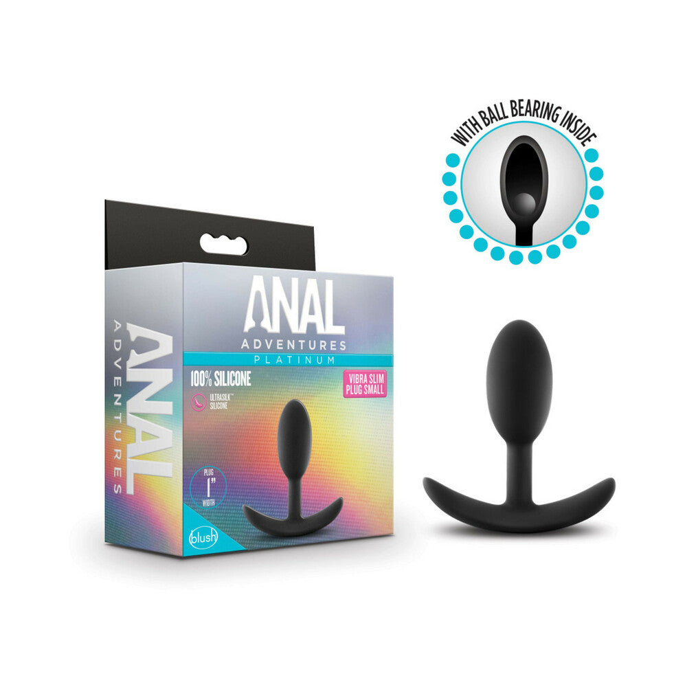 Blush Anal Adventures Platinum Silicone Weighted Vibra Slim Plug Small Black