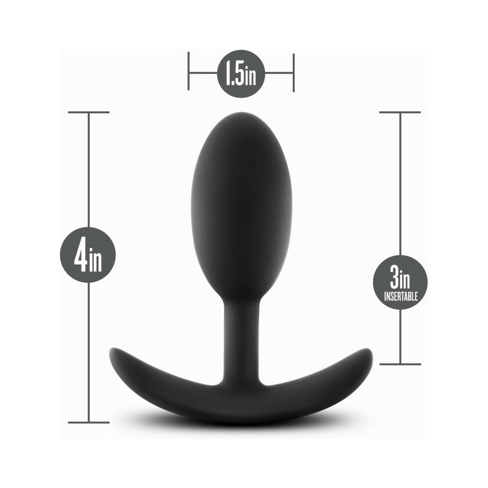 Anal Adventures Platinum Silicone Weighted Vibra Slim Plug Medium Black