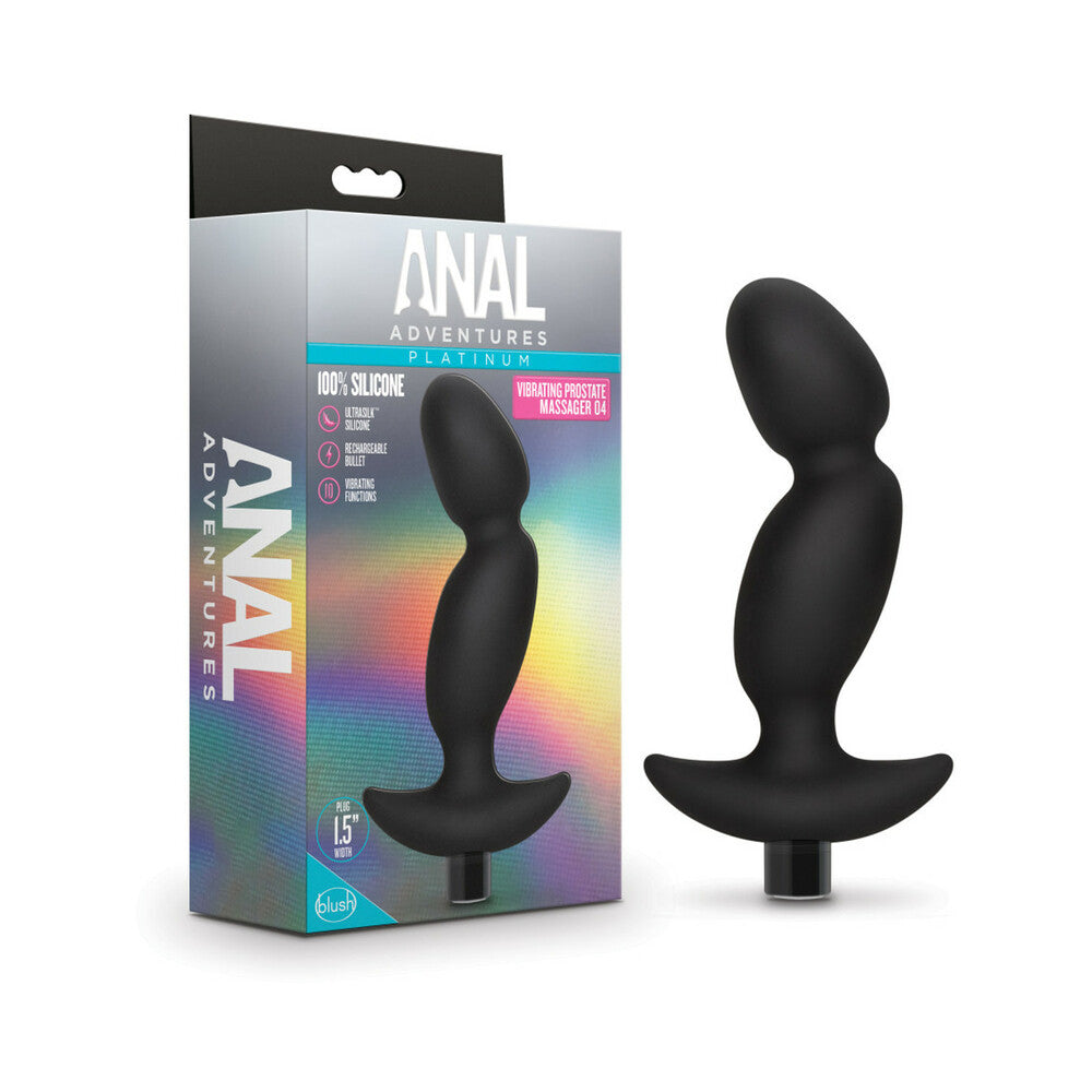 Blush Anal Adventures Platinum Silicone Rechargeable Vibrating Prostate Massager 04 Black