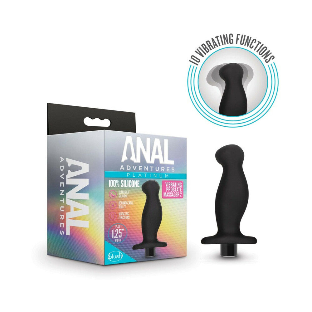 Blush Anal Adventures Platinum Silicone Rechargeable Vibrating Prostate Massager 02 Black