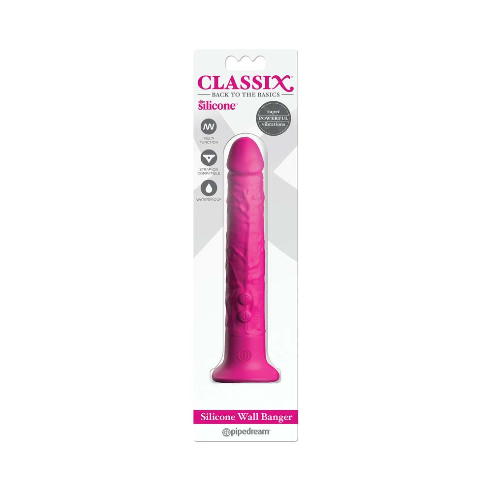 Pipedream Classix Silicone Wall Banger Realistic Vibrating Dildo With Suction Cup Pink