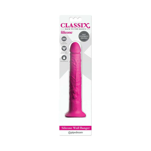 Pipedream Classix Silicone Wall Banger Realistic Vibrating Dildo With Suction Cup Pink