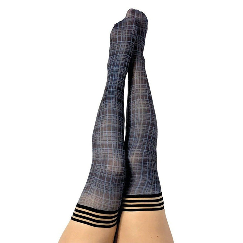 Kixies Debbie Plaid Thigh-High Navy Size C