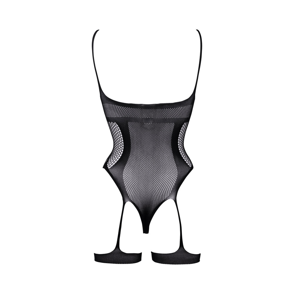 Le Desir Bliss Open-Cup Strappy Gartered Teddy Black O/S
