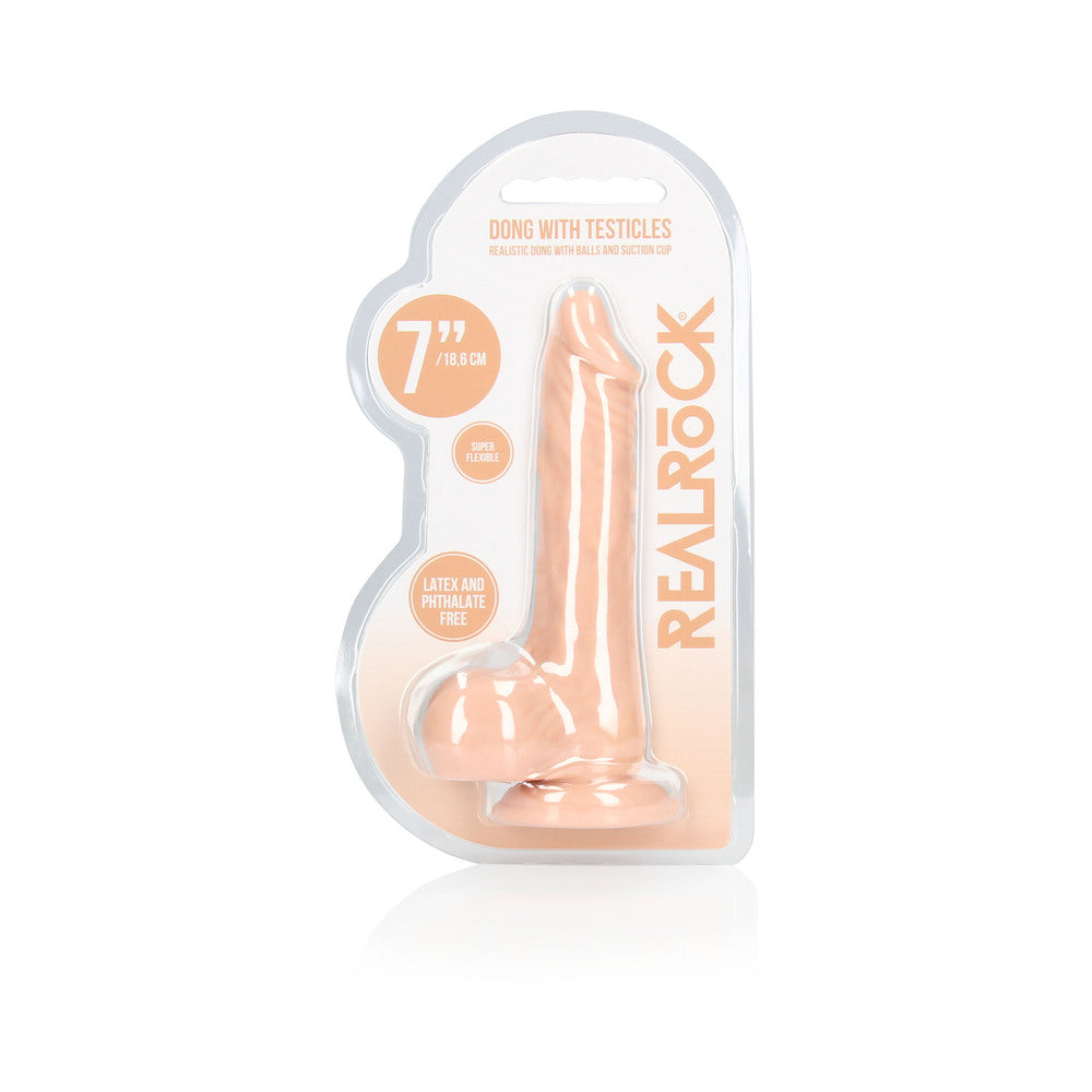 RealRock 7in Dildo W/Balls&Suction Beige