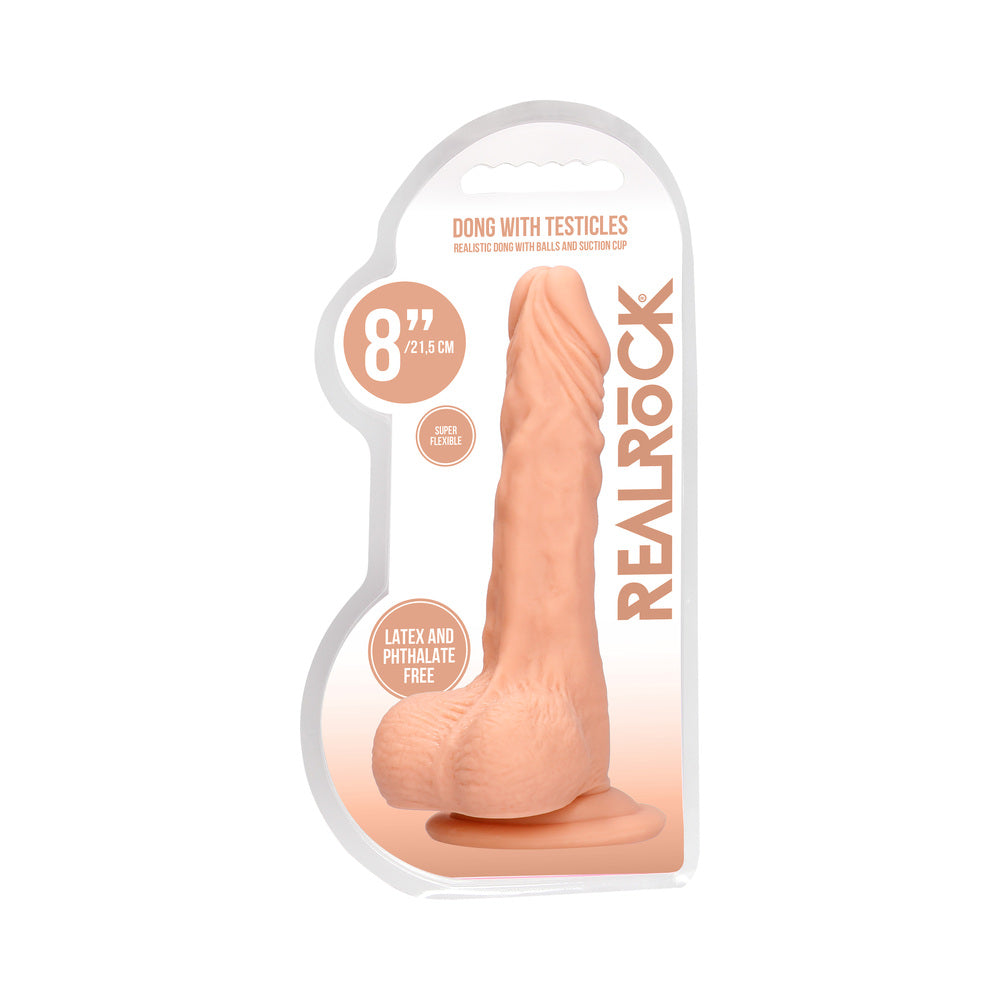 RealRock 8in Dildo W/Balls&Suction Beige