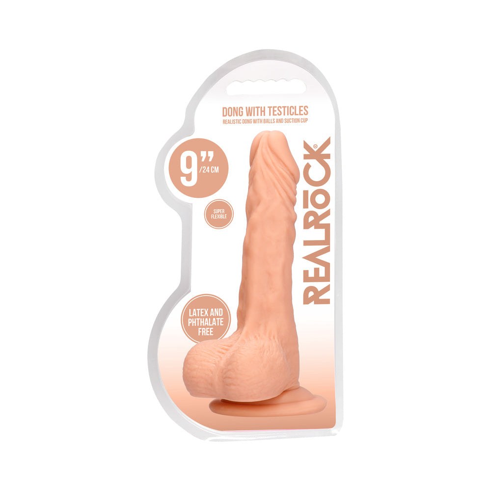 RealRock 9in Dildo W/Balls&Suction Beige