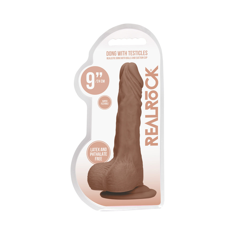 RealRock 9in Dildo W/Balls & Suction Tan