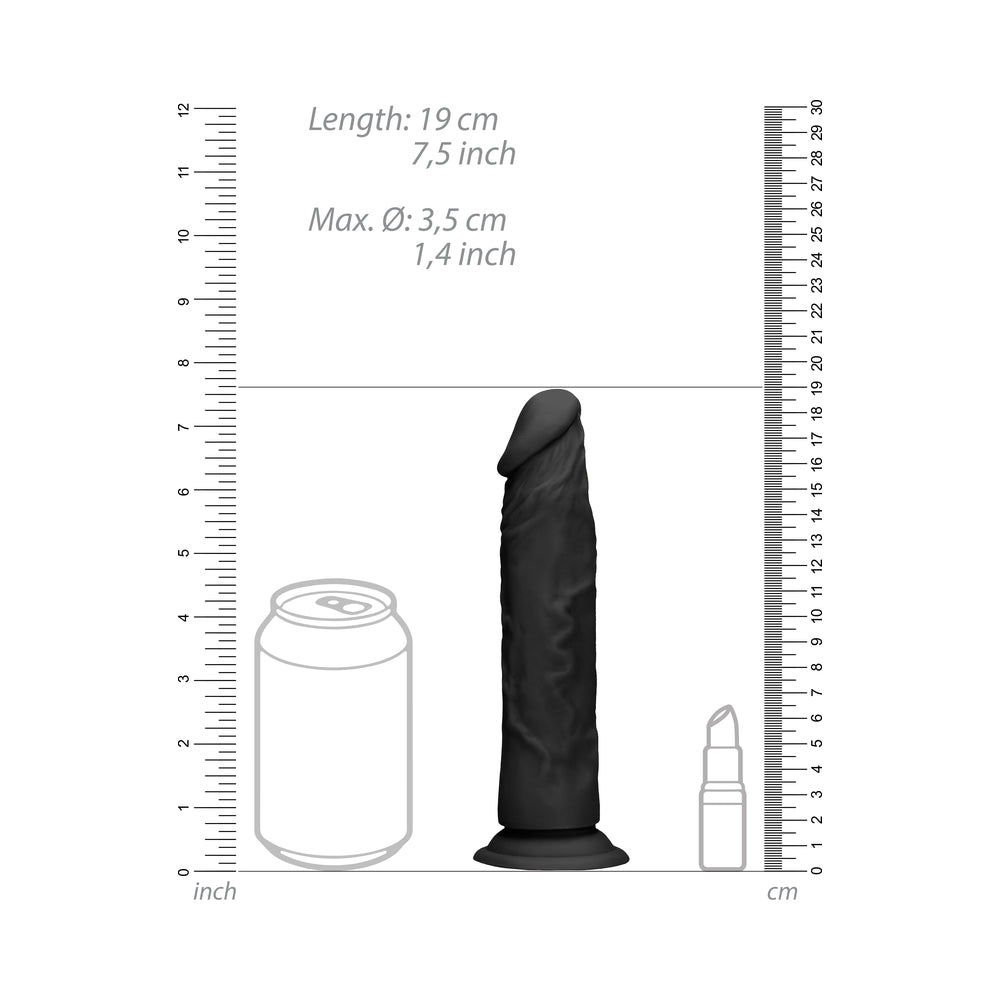 RealRock 7in Dildo W/ Suction Cup Black