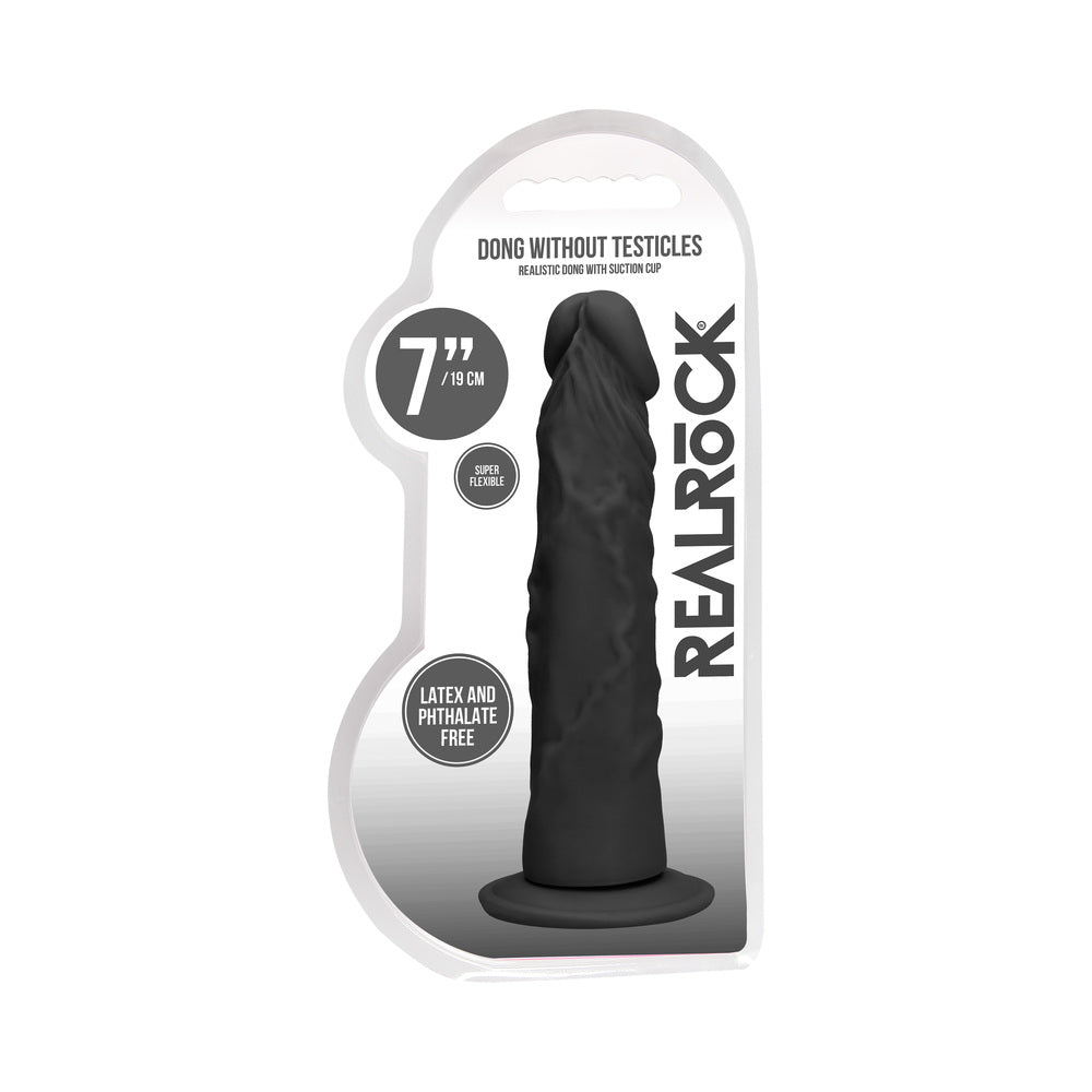 RealRock 7in Dildo W/ Suction Cup Black