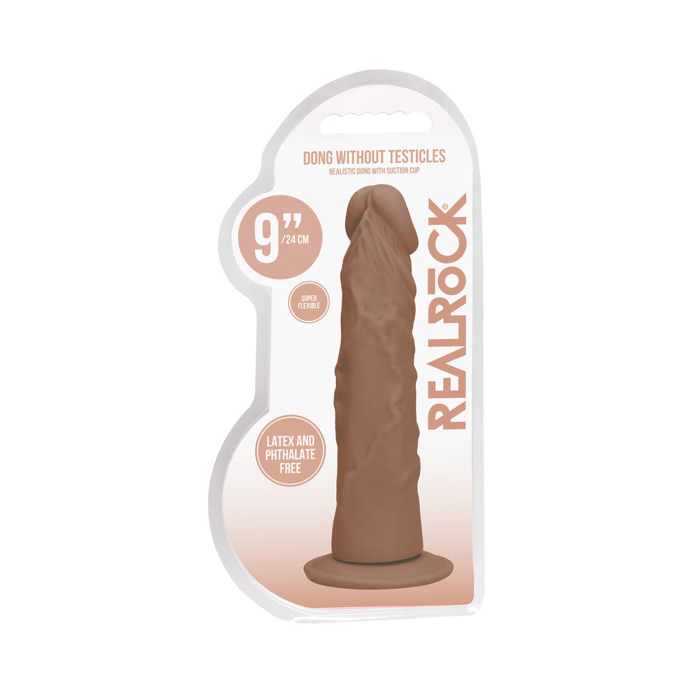 Consolador RealRock de 9 pulgadas con ventosa color bronceado