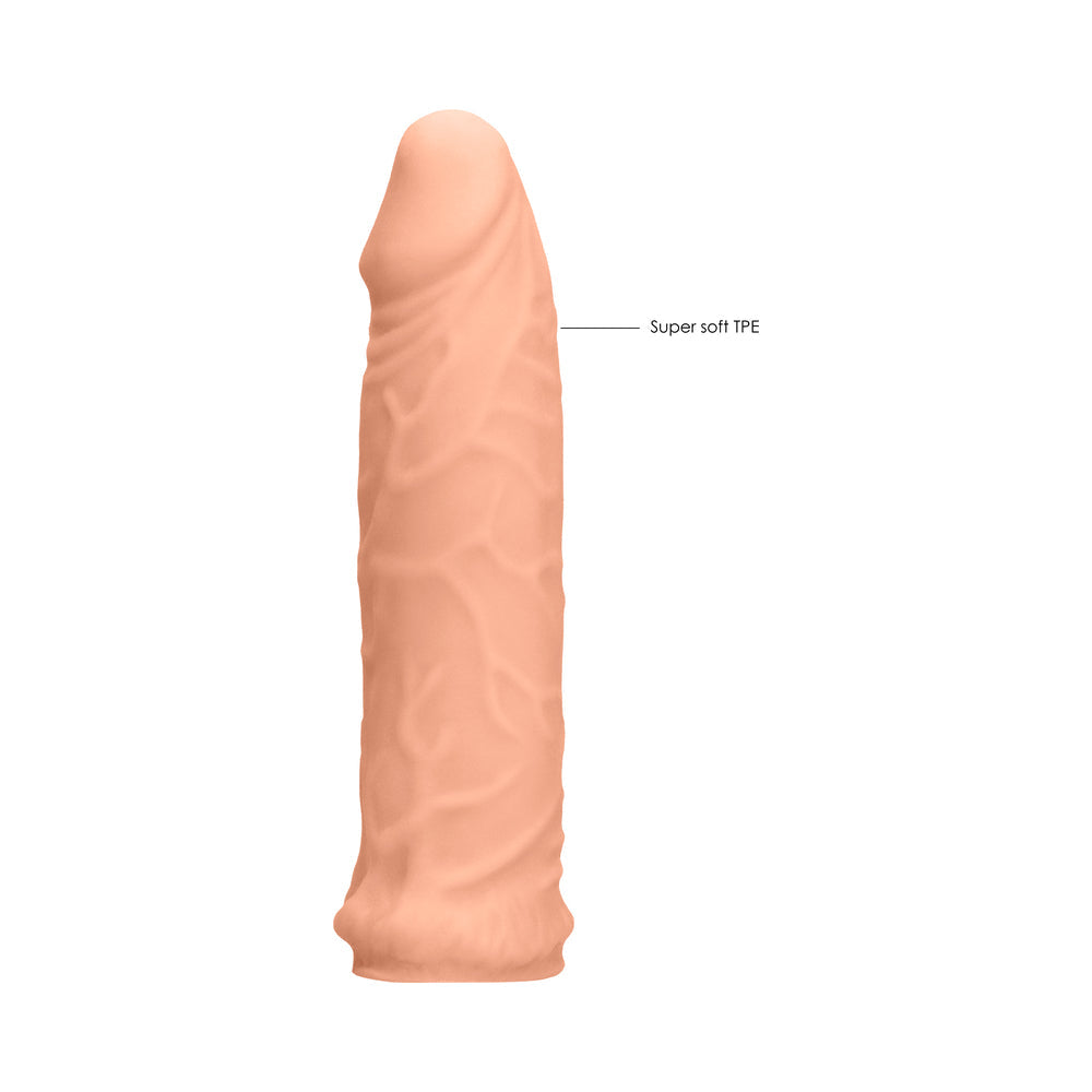 Funda extensora para pene RealRock de 6 pulgadas en color beige