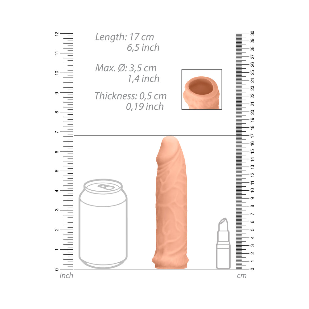 Funda extensora para pene RealRock de 6 pulgadas en color beige