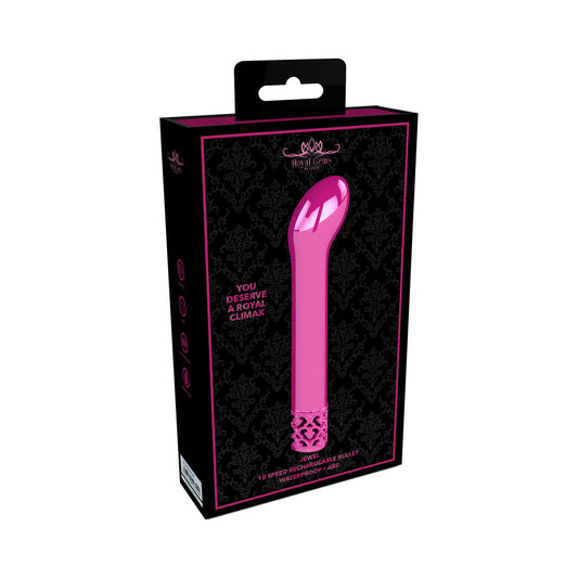 Royal Gems Jewel Rechargeable Curved ABS Bullet Vibrator Pink