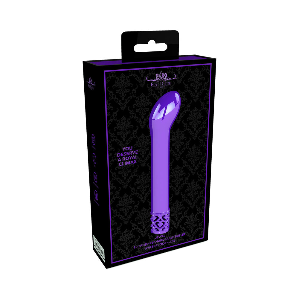 Royal Gems Jewel Rechargeable Curved ABS Bullet Vibrator Purple