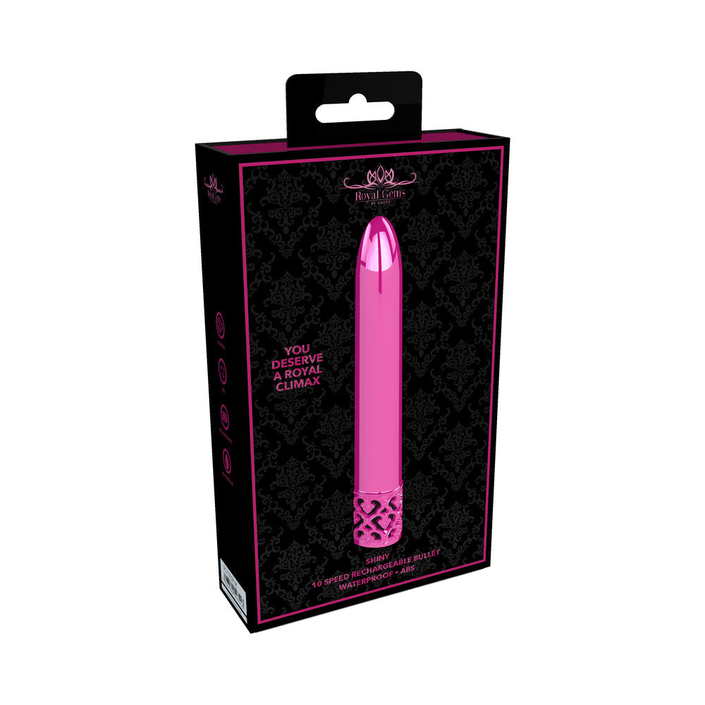 Royal Gems Shiny Rechargeable ABS Bullet Vibrator Pink