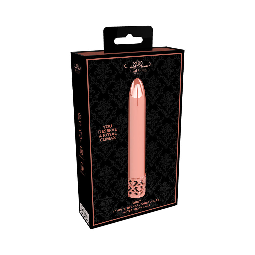 Royal Gems Shiny Rechargeable ABS Bullet Vibrator Rose Gold