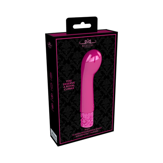 Royal Gems Bijou Rechargeable Curved Silicone Bullet Vibrator Pink