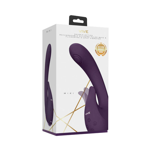 VIVE MIKI Rechargeable Pulse Wave & Flickering Dual Stimulation G-Spot Vibrator Purple