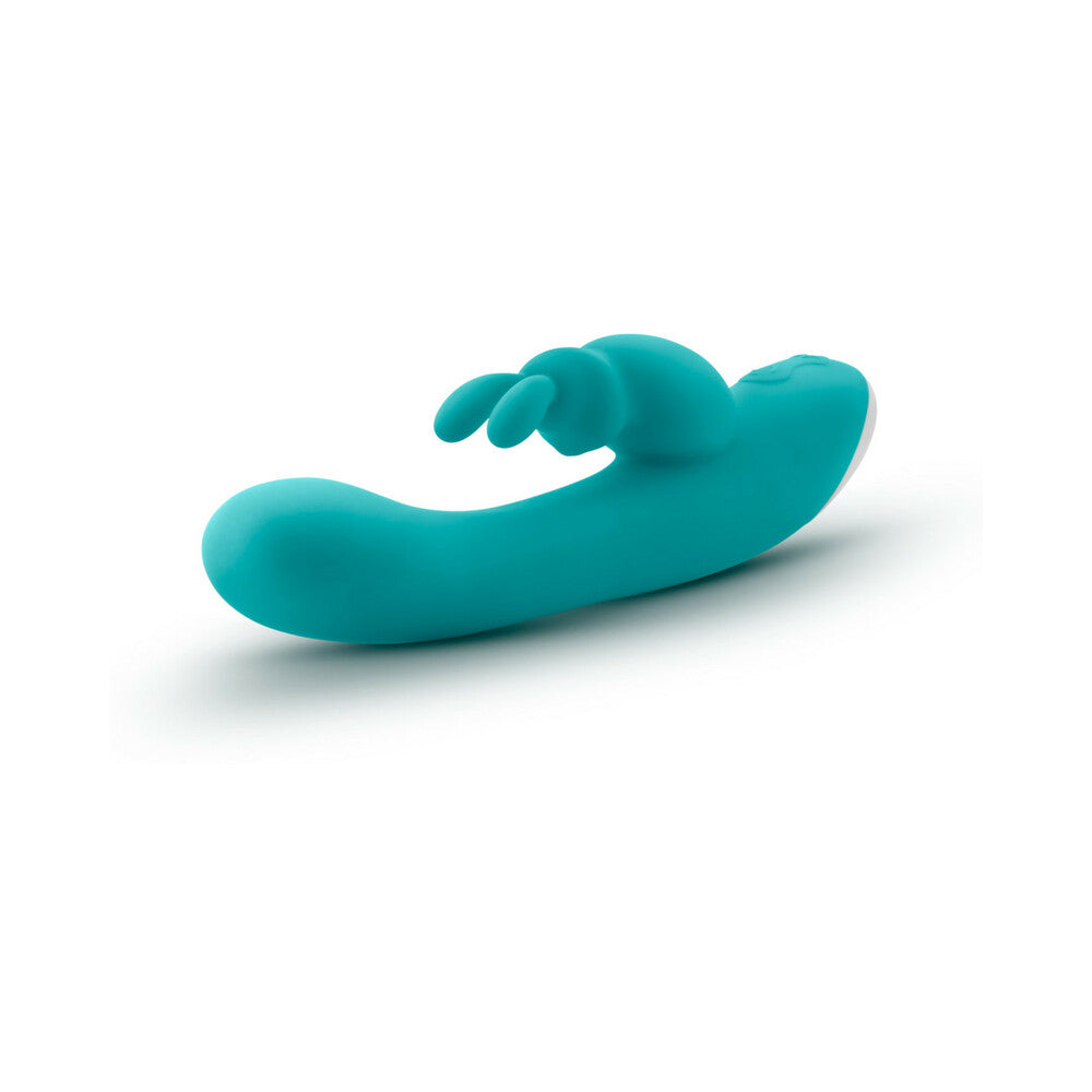 Blush Hop Rave Rabbit Rechargeable Silicone Dual Stimulation Gyrating Vibrator Aquamarine