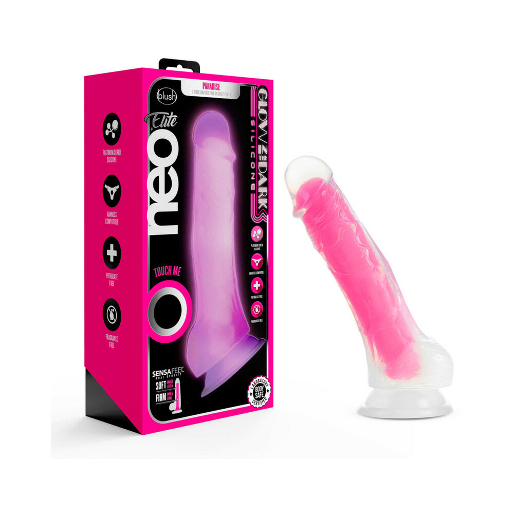 Blush Neo Elite Glow in the Dark Viper 7 in. Dual-Density Dildo Neon Pink