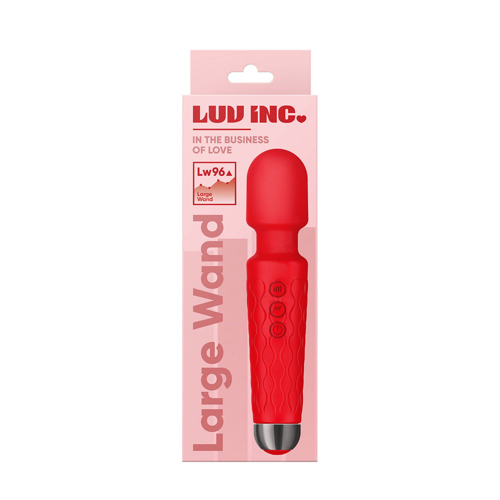 Luv Inc Lw96 Large Wand Rechargeable Flexible Silicone Vibrator Red