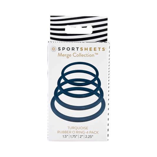 Sportsheets Merge Collection Turquoise Rubber O-Ring 4-Pack