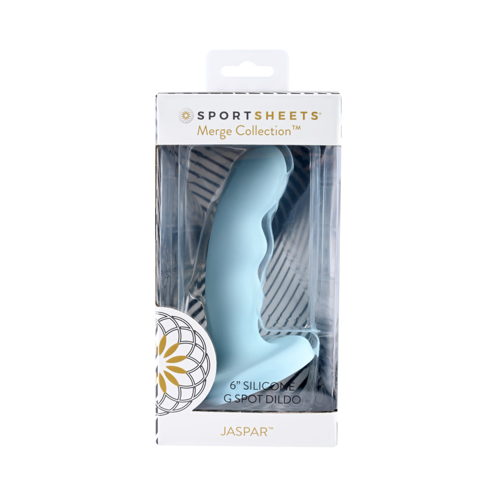 Sportsheets Merge Collection Jaspar 6 in. Silicone G-Spot Dildo with Suction Cup Aqua