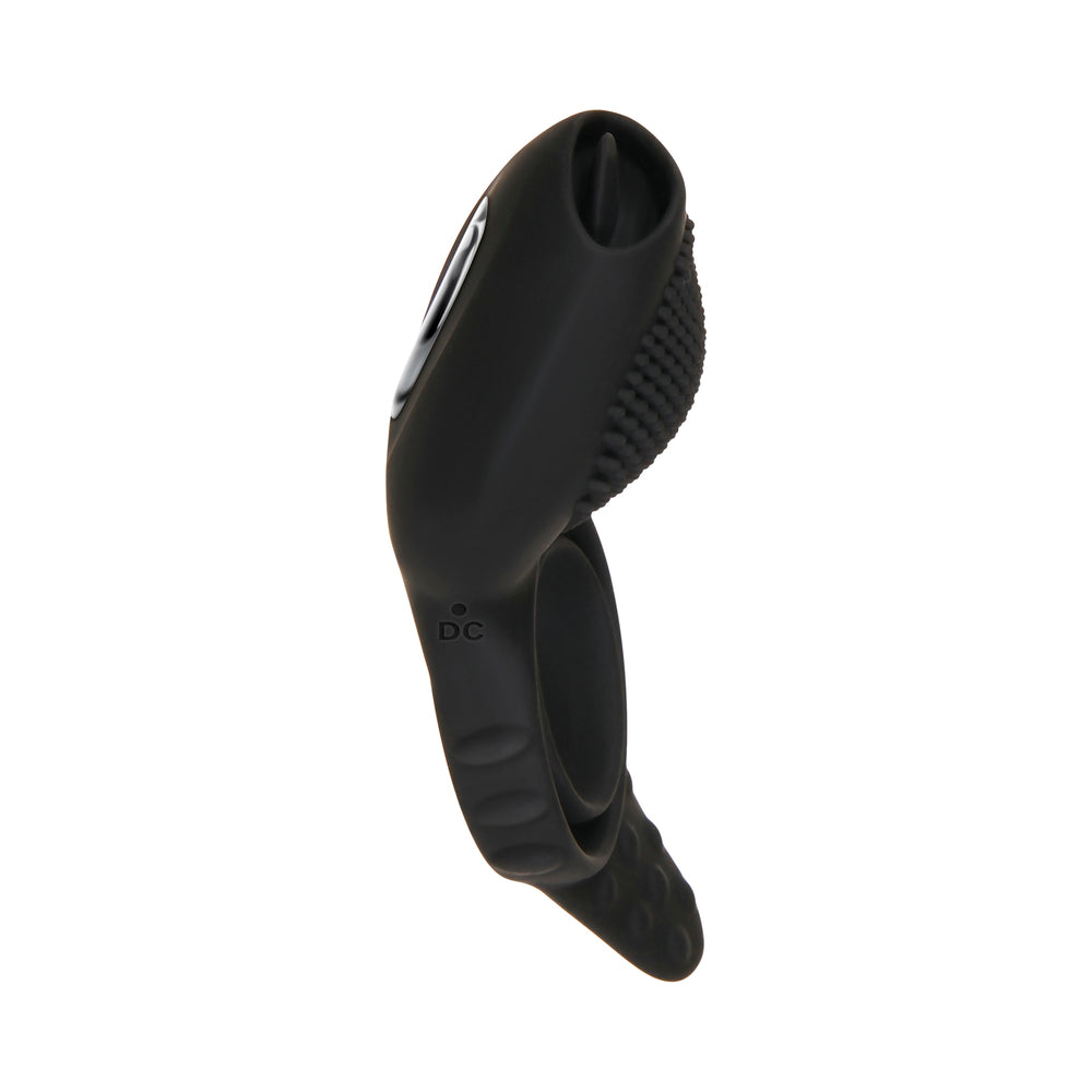 Anillo vibrador para el pene ZT Mr. Flicker Tongue, color negro