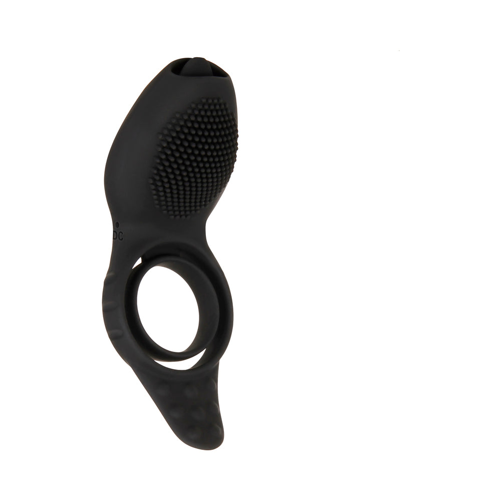 Anillo vibrador para el pene ZT Mr. Flicker Tongue, color negro