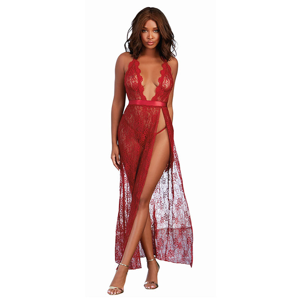 Dreamgirl Lace Gown & G-String Garnet Medium Hanging