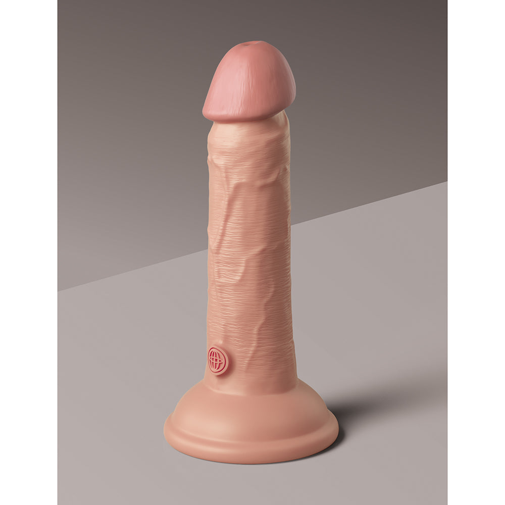 King Cock Elite DualDens de 6 pulgadas color beige siliconado