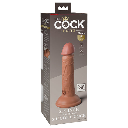 King Cock Elite 6in DualDens Sili Tan