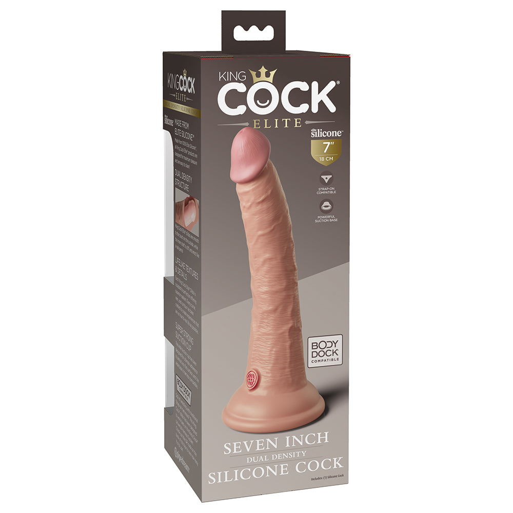 King Cock Elite 7 pulgadas DualDens Sili Beige