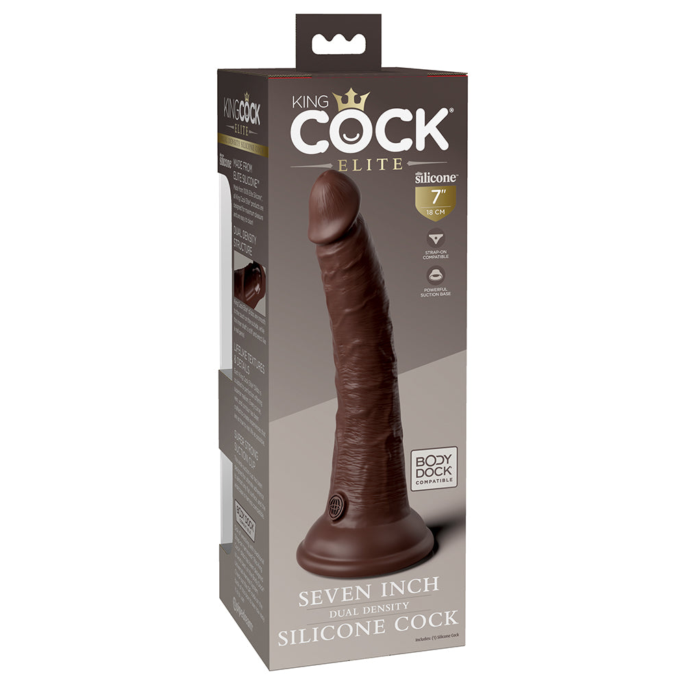 King Cock Elite 7in DualDens Marrón silicio