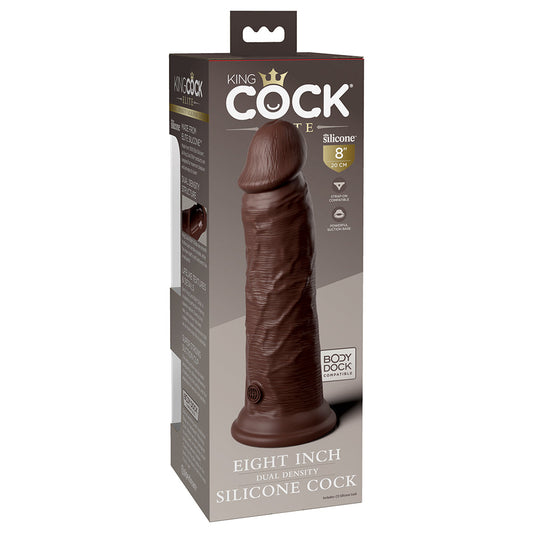 King Cock Elite 8in DualDens Sili Brown