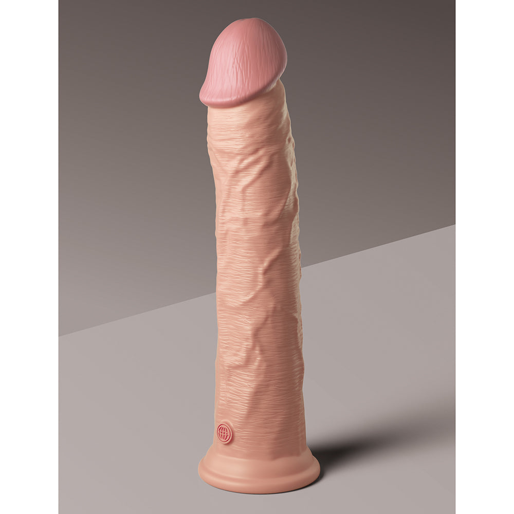 King Cock Elite DualDens de 11 pulgadas color beige siliconado