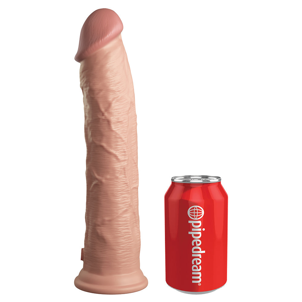 King Cock Elite 11 in. Dual Density Silicone Cock Realistic Dildo With Suction Cup Beige