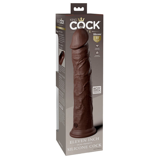 King Cock Elite 11in DualDens Sili Brown