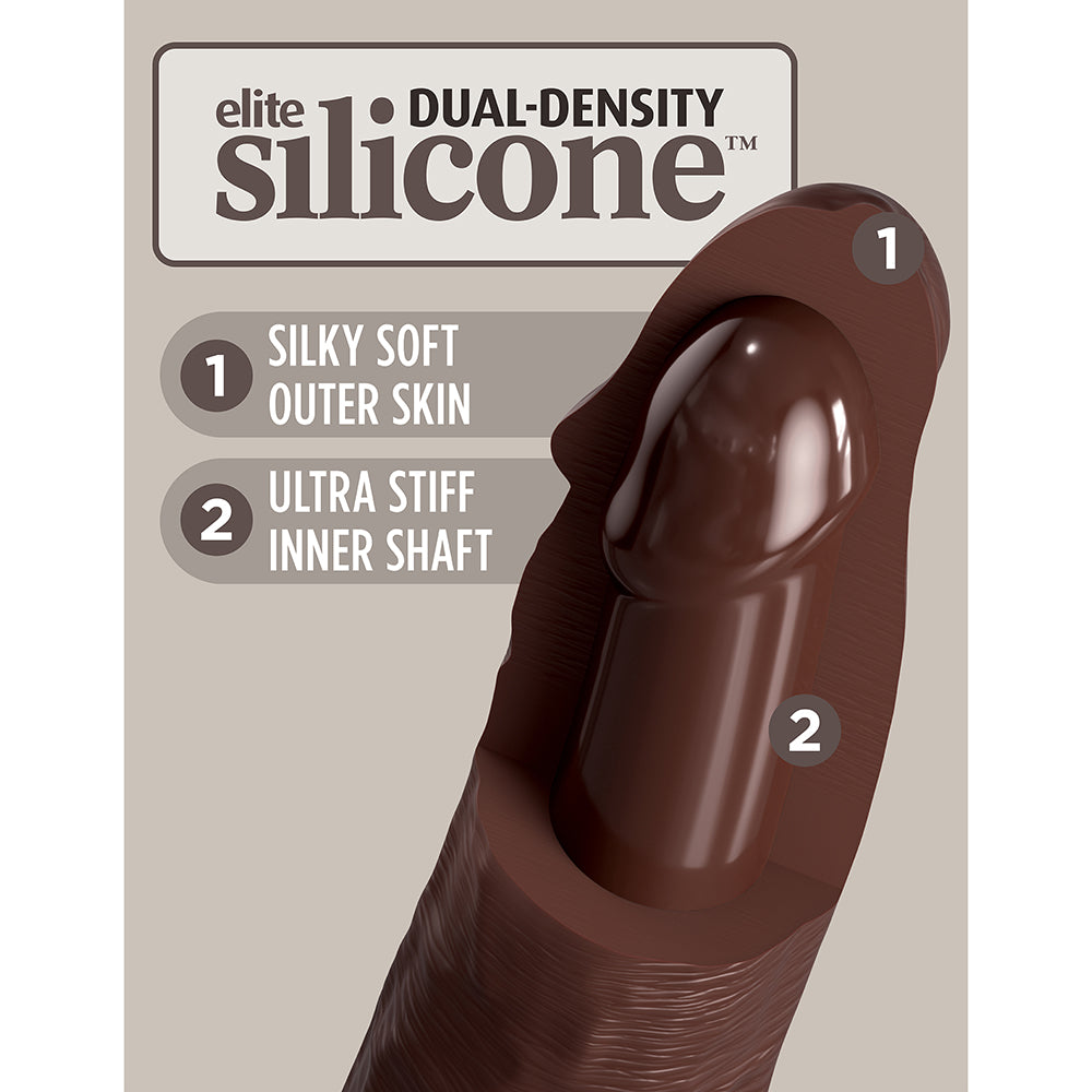 King Cock Elite 11 in. Dual Density Silicone Cock Realistic Dildo With Suction Cup Brown