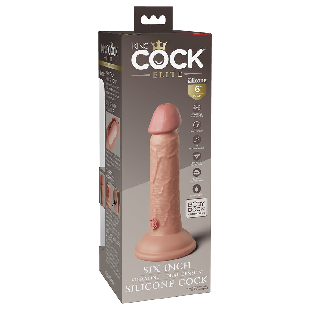 King Cock Elite 6in VibrDualDensSili Bei