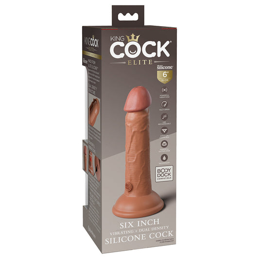 King Cock Elite 6in VibrDualDensSili Tan