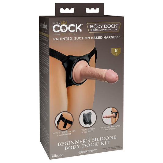 Pipedream King Cock Elite Beginner's Silicone Body Dock Kit With Dildo Beige/Black