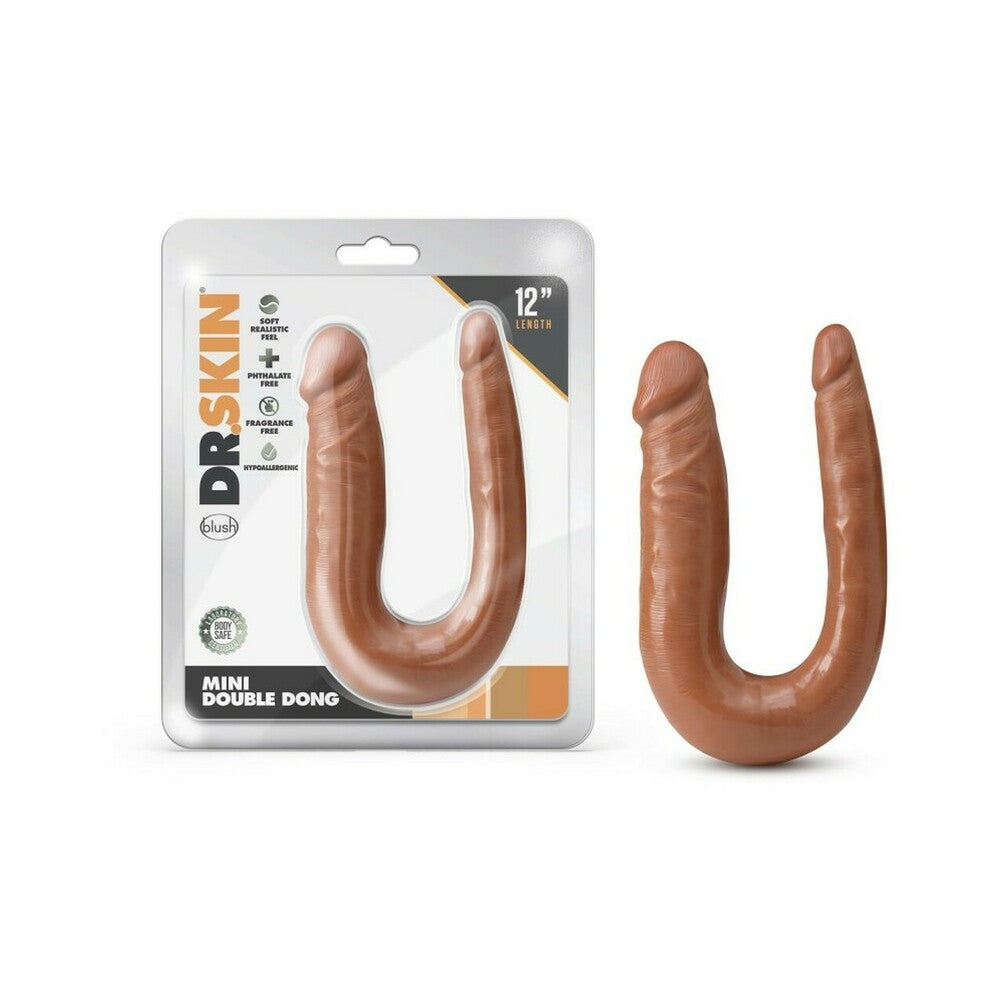 Blush Dr. Skin Mini Double Dong Realistic 12 in. Dual-Ended Dildo Tan